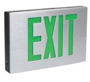 Orbit LED Cast Aluminum Exit Sign, Black Housing, Aluminum Face Plate, 1 Face, Green Letters, AC, Tamper-Resistant ESLABA1...