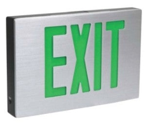 Orbit LED Cast Aluminum Exit Sign, Black Housing, Aluminum Face Plate, 2 Face, Green Letters, AC Only ESLABA2GAC