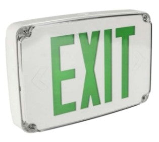 Orbit Micro LED Wet Location Exit Sign, White Housing, 1 Face, Red Letters, Battery Backup ESLN4MW1REB