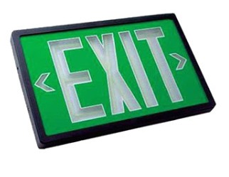 Orbit Selfilum Trit Exit Sign, Black Housing, Red Face Plate, 2 Face, 10 Yrs ESNBR210