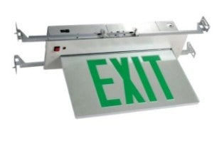 Orbit LED Recessed Edge-Lit Exit Sign, Aluminum Casing, 1 Face, Self Diag ESREA1G2C