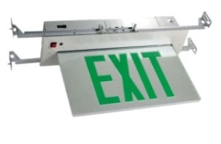 Orbit LED Recessed Edge-Lit Exit Sign, Black Casing, 2 Face, Green Letters, Battery Backup ESREB2GEB