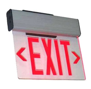 Orbit LED Surface Edge-Lit Exit Sign, Aluminum Casing, 2 Face, Red Letters, Dual Circuit ESSEA2R2C