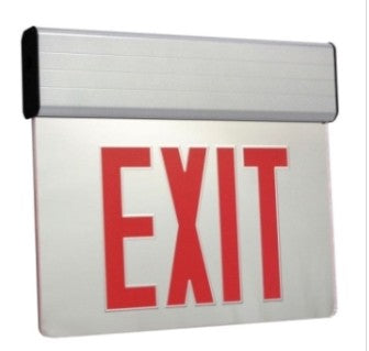 Orbit LED Surface Edge-Lit Exit Sign, Aluminum Casing, 2 Face, Red Letters, Battery Backup ESSEA2REB