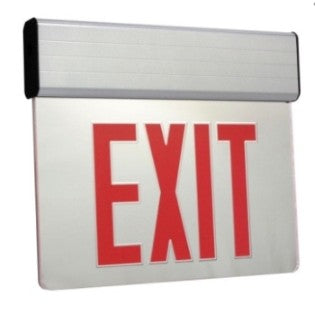 Orbit LED Surface Edge-Lit Exit Sign, White Casing, 2 Face, Red Letters, Battery Backup ESSEW2REB