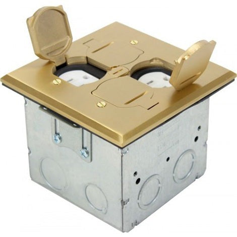 Orbit Floor Box Flip Type (Sqr. Plt)W 2 Recept.(T.R.), Brass FLBDDBR