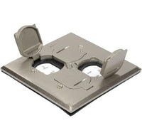 Orbit Floor Box Flip Type(Sqr. Plt)W 2 Rcpt.(T.R.), Cvr Only, Stainless Steel FLBDDCSS