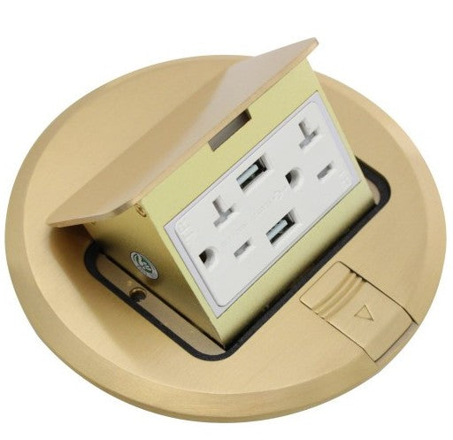 Orbit Floor Box Popup Rnd. Rcpt(T.R.), USB 5V 2.1 A, Cvr Only, Bronze. FLBPUDURCBR