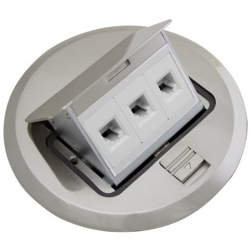 Orbit Floor Box Round Popup Cover Only with Low Voltage (RJ45), Stainless Steel FLBPULRCSS