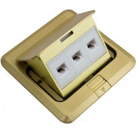 Orbit Floor Box Square Popup Cover Only Wlow Voltage(RJ45), Brass FLBPULSCBR