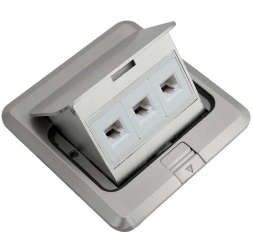 Orbit Floor Box Square Popup Cover Only Wlow Voltage(RJ45), Stainless Steel FLBPULSCSS