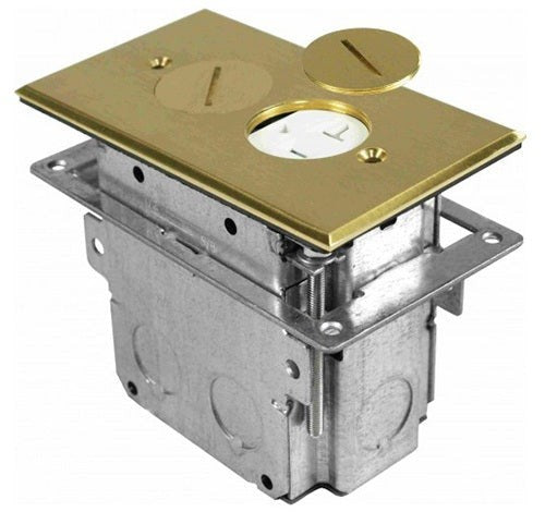 Orbit Floor Box Round 1 G with Duplex Recep(T.R.), Adjust.Box, Brass FLBR1GBR