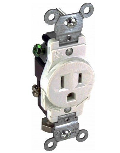 Orbit 15A 120V Single Receptacle White SR15W