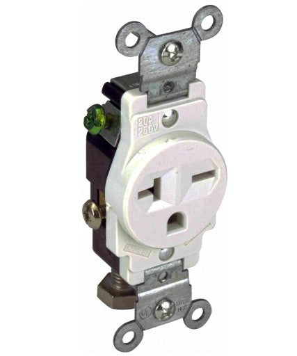 Orbit 20A 250V Single Receptacle White SR20250W