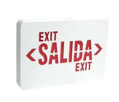 Orbit LED Salida Exit Sign, Battery Backup, White Hsg, Red Ltrs SSBLR