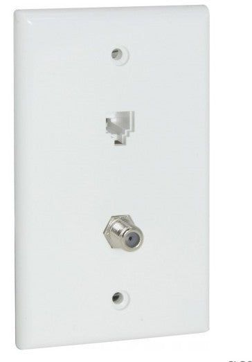 Orbit Smooth Wall Jack Comb 16P4C & 1F White WJ64FW