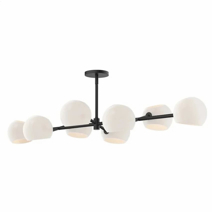 Alora Mood LP548848MBOP Willow 48-Inch 8-Light Linear Pendant in Matte Black Finish with Opal Matte Glass Shades