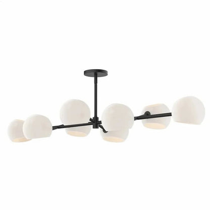 Alora Mood LP548848MBOP Willow 48-Inch 8-Light Linear Pendant in Matte Black Finish with Opal Matte Glass Shades