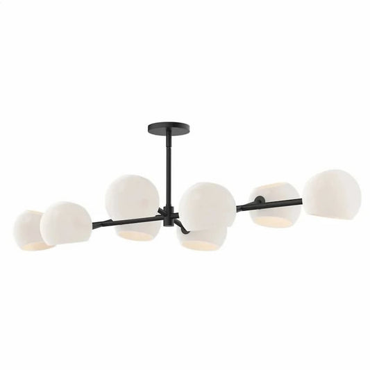 Alora Mood LP548848MBOP Willow 48-Inch 8-Light Linear Pendant in Matte Black Finish with Opal Matte Glass Shades