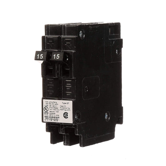 Siemens 15A 120V 1-Pole Type QT Plug-In Duplex Circuit Breaker, 10kA Interrupt, Thermal Magnetic Trip, Space-Saver Twin