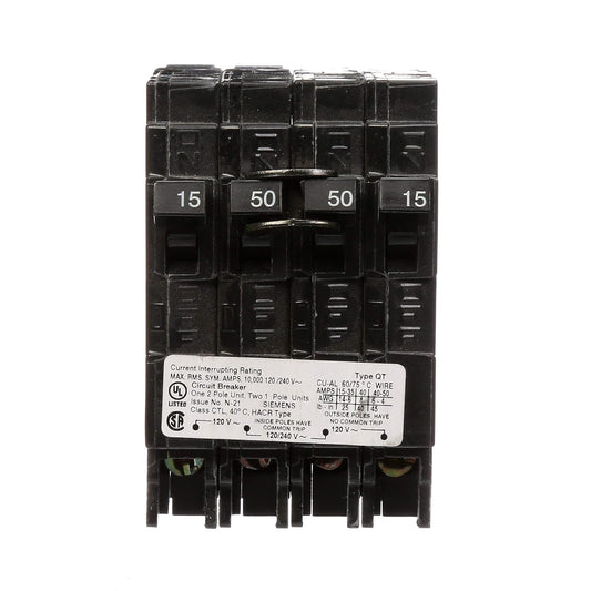 Siemens 15/50 Amp 240V Quad Thermal Magnetic Circuit Breaker Type QT
