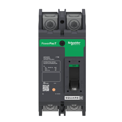Square D PowerPact Q 100A 2-Pole 240V Molded Case Circuit Breaker, Thermal Magnetic, 10kA Interrupt, UL/CSA/IEC