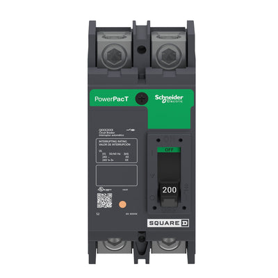 Square D 200 Amp 240VAC 2 Pole PowerPact QBL Thermal Magnetic Circuit Breaker