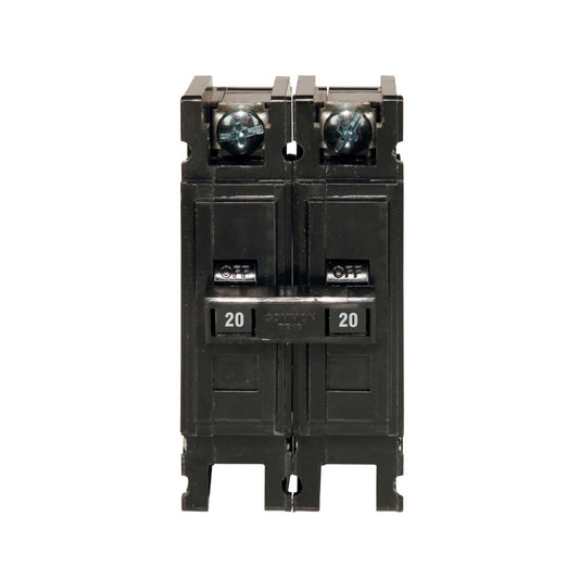 Cutler Hammer 20 Amp 2 Pole 120/240V QC Series Molded Case Circuit Breaker, 10kA Interrupt Rating, Thermal-Magnetic Trip, Cable-In/Cable-Out, Non-Interchangeable