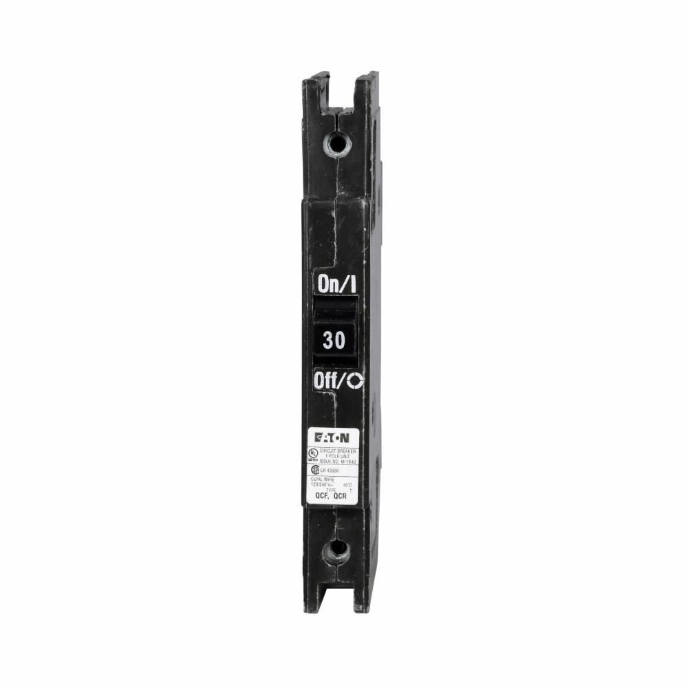 Cutler Hammer 30A 120/240VAC 1 Pole QCF Series Thermal Magnetic Circuit Breaker, 10kAIC, DIN Rail Mount, Feed-Thru, UL Listed