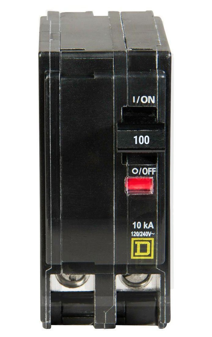 Square D QO 100 Amp 2-Pole Plug-In Miniature Circuit Breaker, 120/240V, 22kA Interrupt Rating, HACR Rated