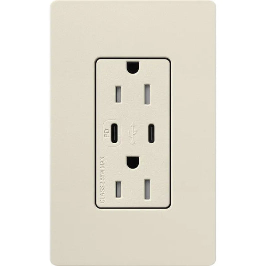 Lutron Claro USB charging receptacle in Pumice
