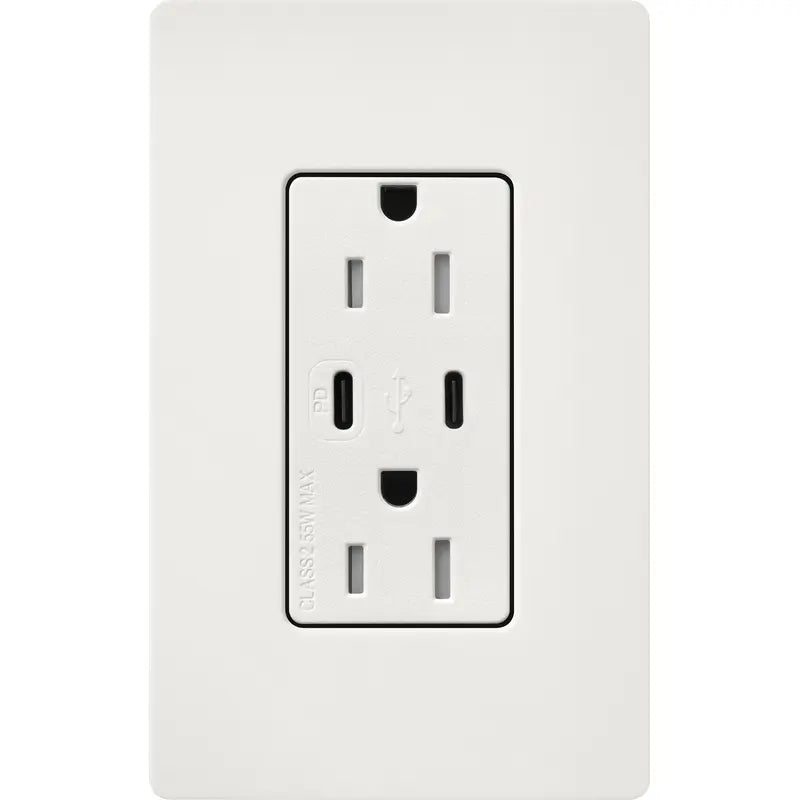 Lutron Claro USB charging receptacle in Architectural White