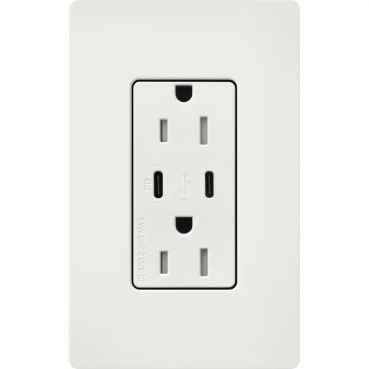 Lutron Claro USB charging receptacle in Architectural White