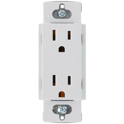 Lutron Claro 15 A duplex receptacle in Glacier White