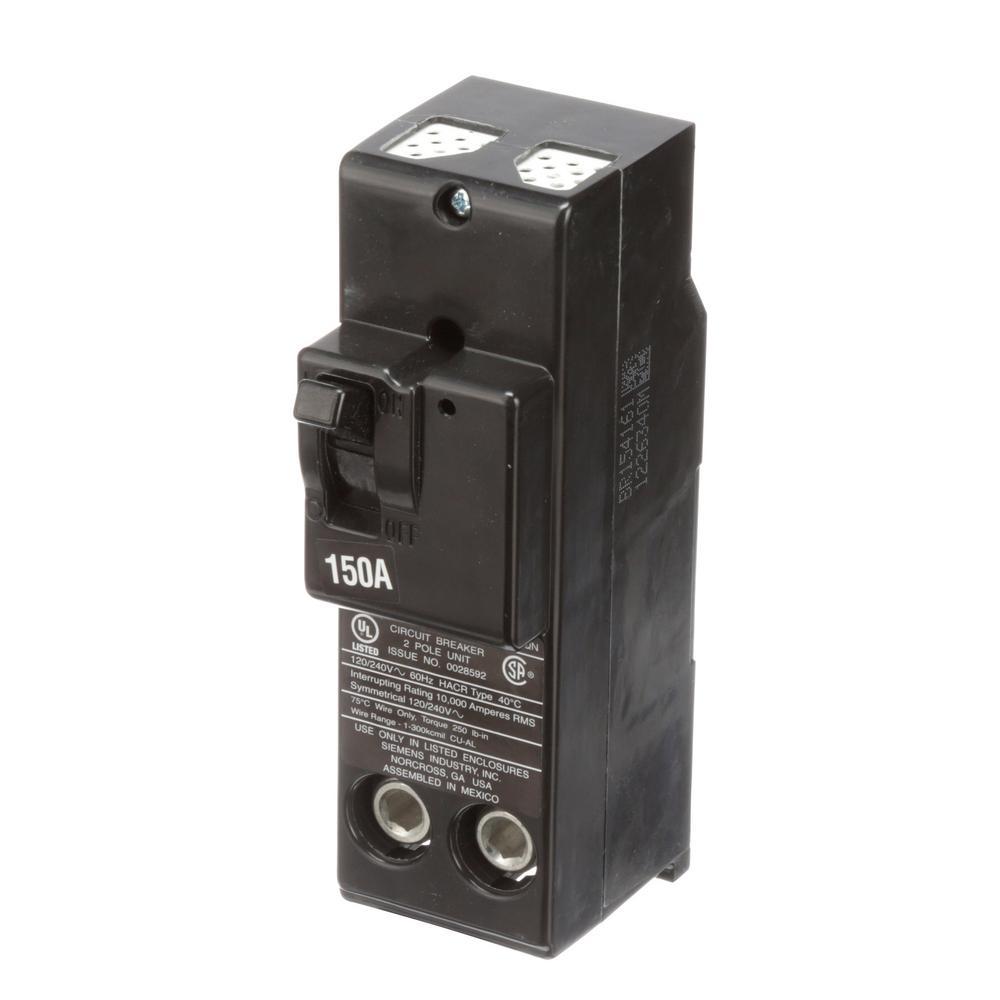 Siemens 2 Pole 150 Amp 120/240VAC Q Series Plug-In Molded Case Circuit Breaker, 10kAIC, Thermal Magnetic Trip, UL Listed