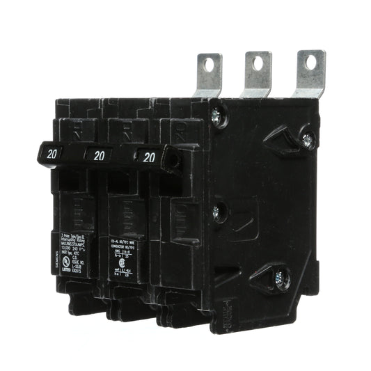 Siemens 20 Amp 240 VAC 3 Pole Bolt-On Molded Case Circuit Breaker Type BL 10kA Interrupt