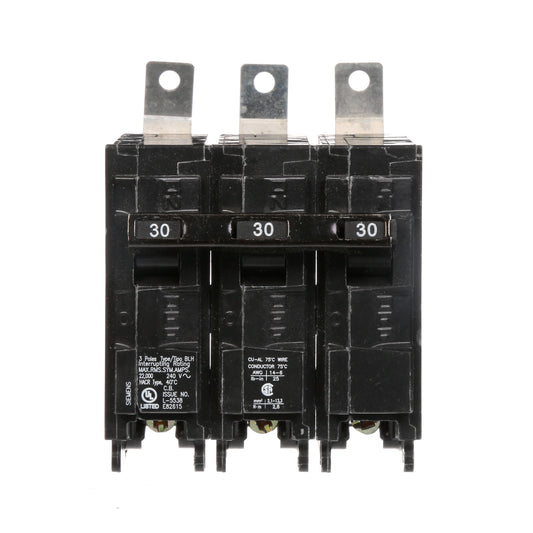 Siemens 30 Amp 240VAC 3 Pole Bolt-On Molded Case Circuit Breaker 22kA Interrupting Rating