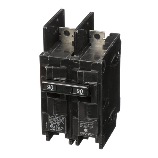 Siemens 90 Amp 2 Pole 120/240VAC BQ Series Molded Case Circuit Breaker, 10 kA Interrupt, Thermal/Magnetic Trip, Bolt-On Mount