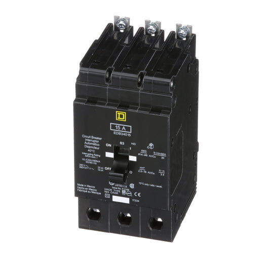Schneider Electric (Square D) 3-Pole 15 A 480Y/277 V AC Bolt-On Circuit Breaker, Type EDB