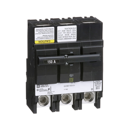 Square D 150 Amp 240 VAC 3 Pole Bolt-On Miniature Circuit Breaker 22kA Interrupt Rating
