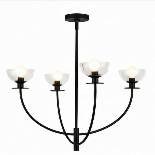 Alora Mood CH515226MBCL Sylvia 26-Inch Chandelier in Matte Black Finish with Clear Glass Shades